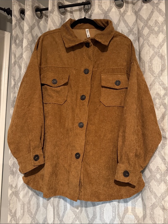Zenana Outfitters Jackets & Blazers - Zenana Outfitters Corduroy Utility Jacket - Caramel Brown
